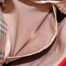 Burberry Nova Check Umhängetasche Canvas Leder Beige Rot Silber Auth 94414-12