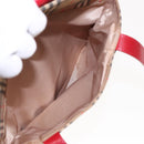 Burberrys Nova Check Shoulder Bag Canvas Leather Beige Red Silver Auth 94414-21