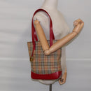 Burberrys Nova Check Shoulder Bag Canvas Leather Beige Red Silver Auth 94414-22