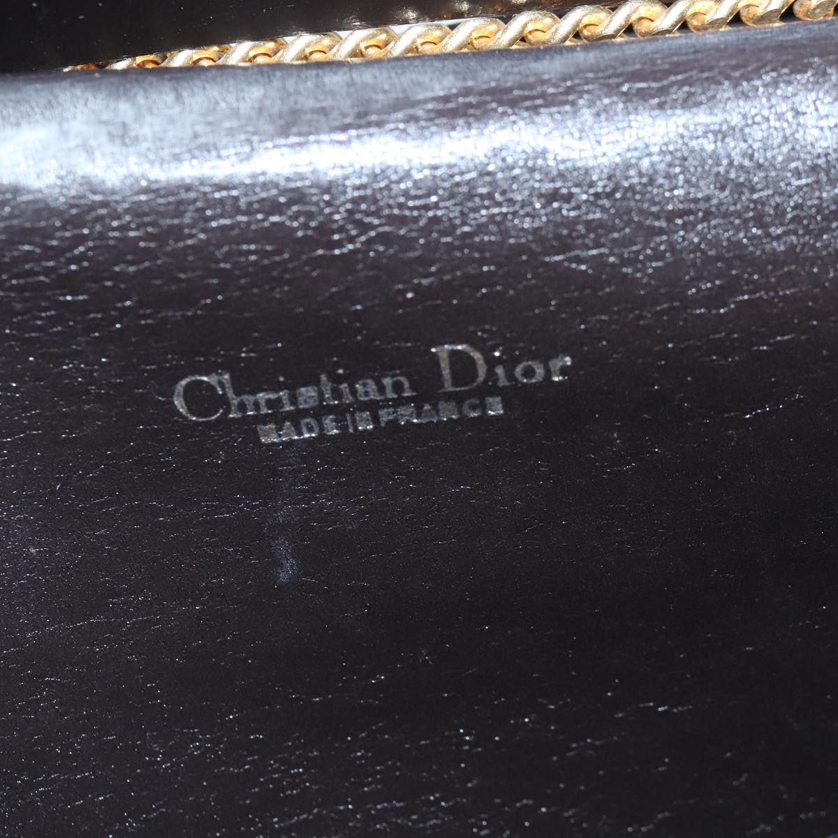 Christian Dior Trotter Canvas Chain Shoulder Bag Beige Gold Auth 94421