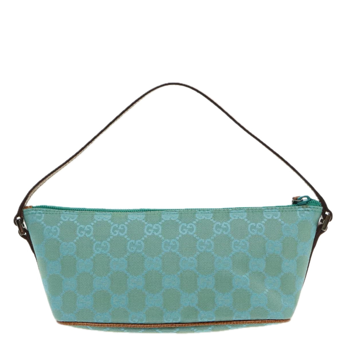 GUCCI GG Canvas Accessory Pouch Turquoise Blue Silver 07193 Auth 94436 - 0