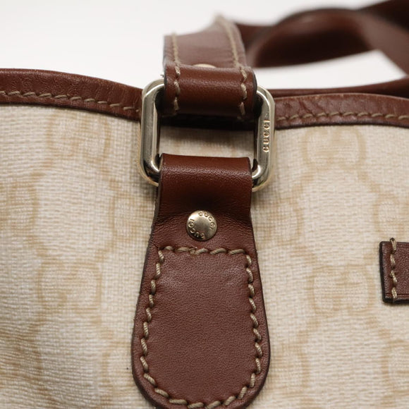 GUCCI GG Supreme Tote Bag PVC Leather Gold White 189896 Auth 94448
