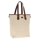 GUCCI GG Supreme Tote Bag PVC Leather Gold White 189896 Auth 94448-1