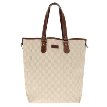 GUCCI GG Supreme Tote Bag PVC Leather Gold White 189896 Auth 94448 - 0