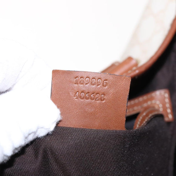 GUCCI GG Supreme Tote Bag PVC Leather Gold White 189896 Auth 94448