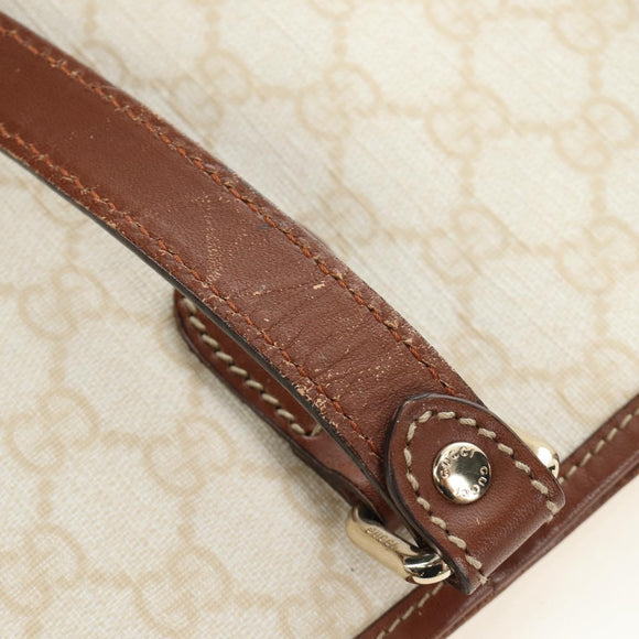 GUCCI GG Supreme Tote Bag PVC Leather Gold White 189896 Auth 94448