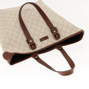 GUCCI GG Supreme Tote Bag PVC Leather Gold White 189896 Auth 94448-6