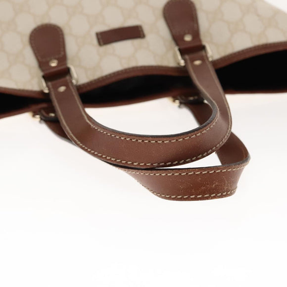 GUCCI GG Supreme Tote Bag PVC Leather Gold White 189896 Auth 94448