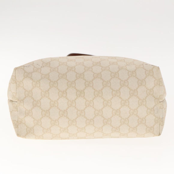 GUCCI GG Supreme Tote Bag PVC Leather Gold White 189896 Auth 94448