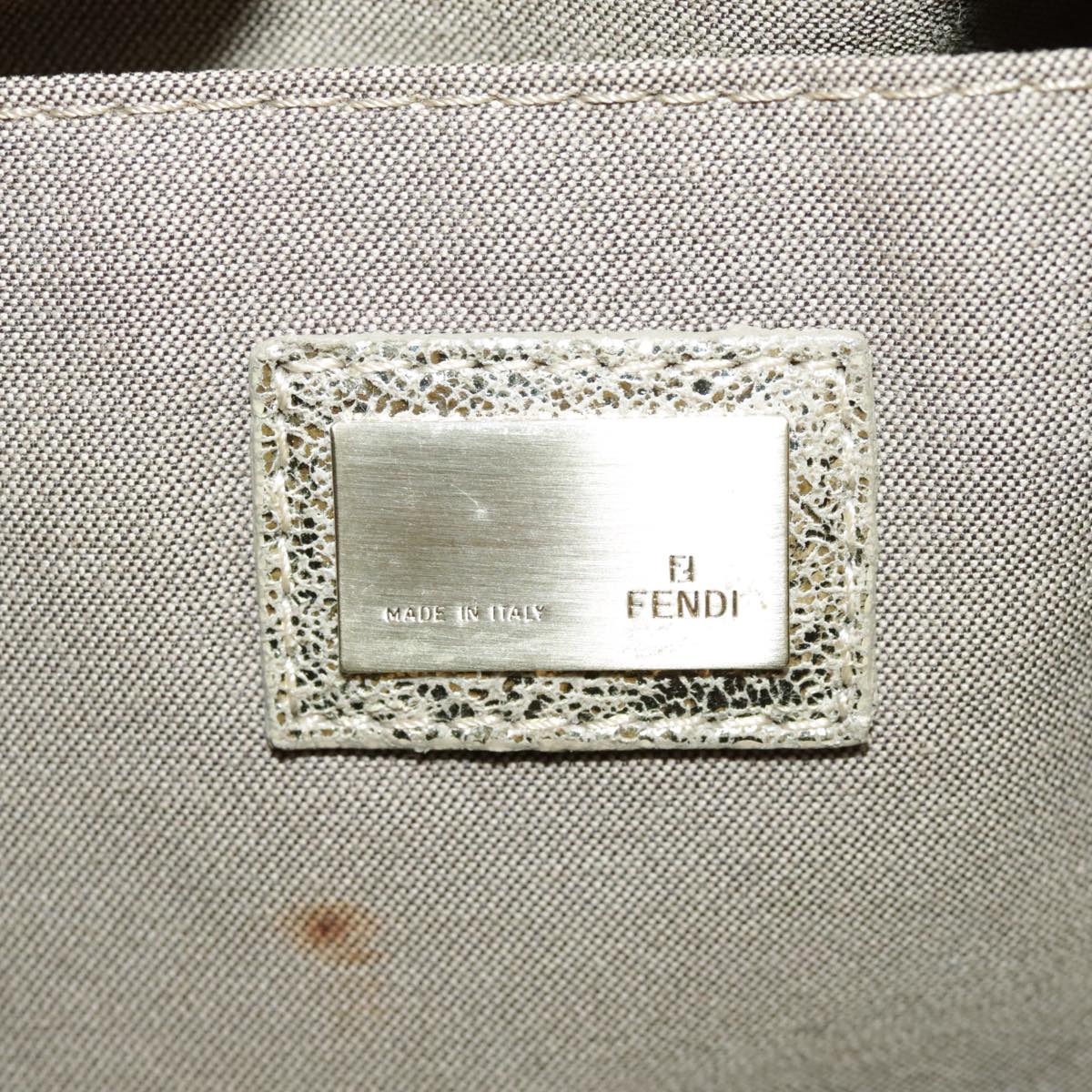 FENDI Zucchino Canvas Hand Bag Gold Auth 94454