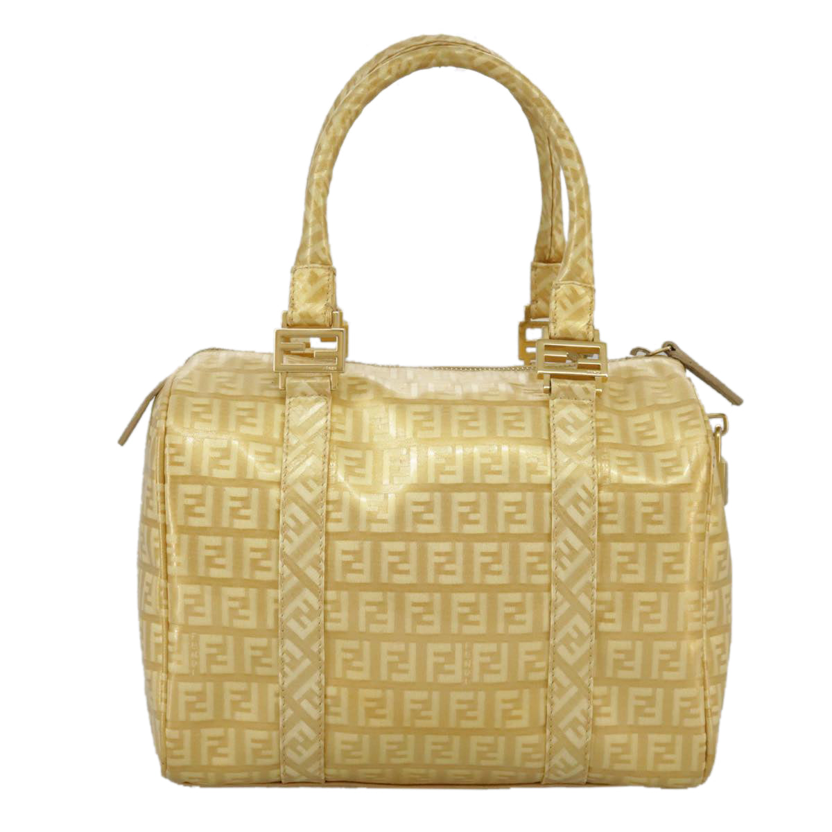 FENDI Zucchino Canvas Hand Bag Gold Auth 94454 - 0