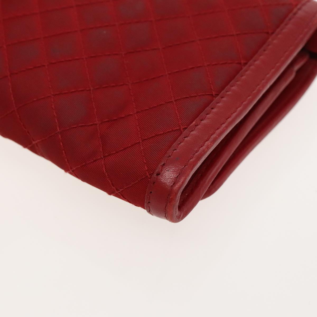 PRADA Quilted Shoulder Bag Nylon Red Gold Auth 94457