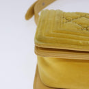 CHANEL Matelasse 20 Chain Boy Chanel Umhängetasche Velours Gelb CC Auth 94468V-14