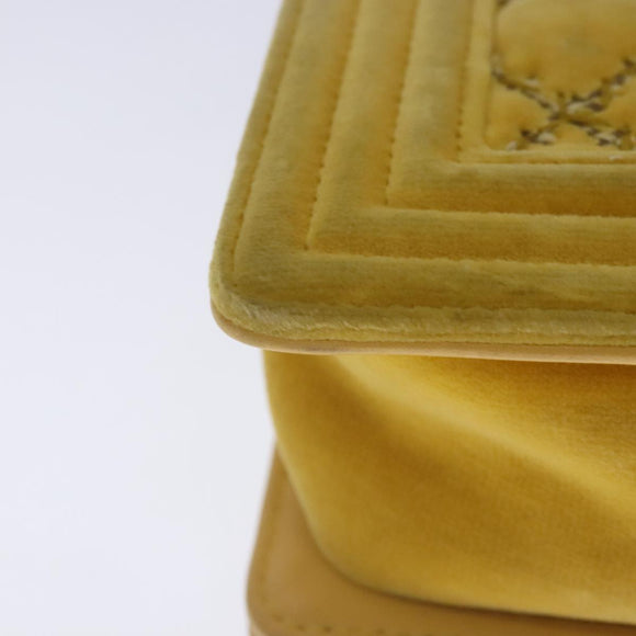 CHANEL Matelasse 20 Chain Boy Chanel Umhängetasche Velours Gelb CC Auth 94468V