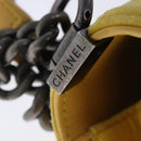 CHANEL Matelasse 20 Chain Boy Chanel Umhängetasche Velours Gelb CC Auth 94468V-9