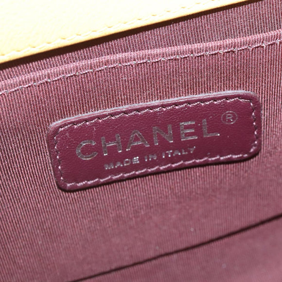 CHANEL Matelasse 20 Chain Boy Chanel Umhängetasche Velours Gelb CC Auth 94468V