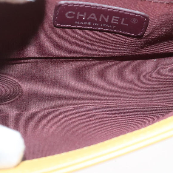 CHANEL Matelasse 20 Chain Boy Chanel Umhängetasche Velours Gelb CC Auth 94468V
