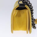 CHANEL Matelasse 20 Chain Boy Chanel Umhängetasche Velours Gelb CC Auth 94468V-3