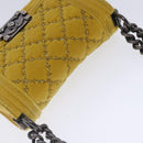 CHANEL Matelasse 20 Chain Boy Chanel Umhängetasche Velours Gelb CC Auth 94468V-6