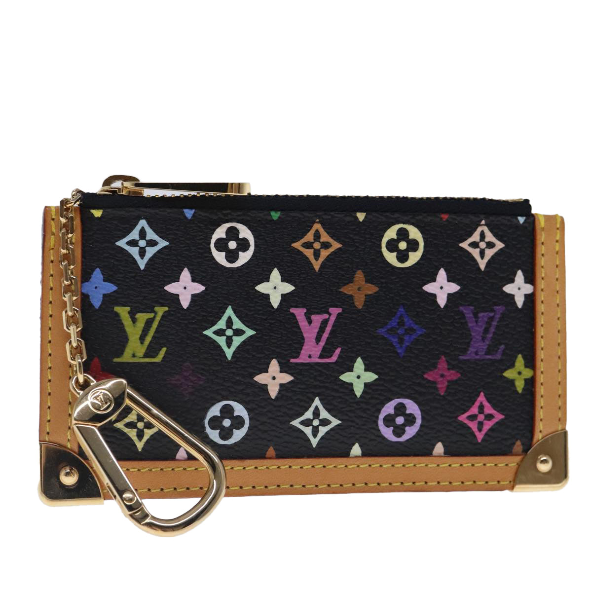 LOUIS VUITTON Monogram Multicolor Pochette Cles Purse Black M92654 Auth 94474A