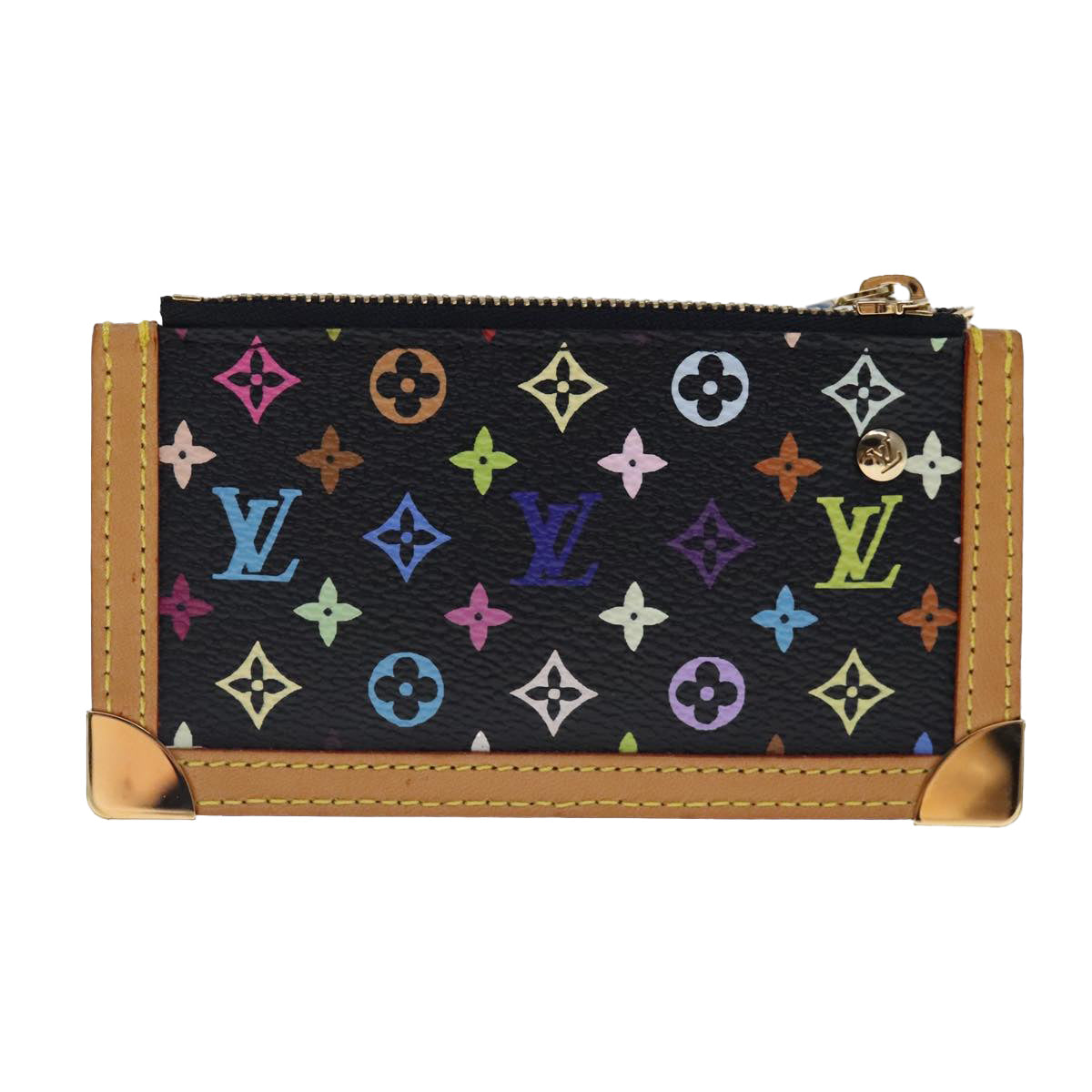 LOUIS VUITTON Monogram Multicolor Pochette Cles Purse Black M92654 Auth 94474A