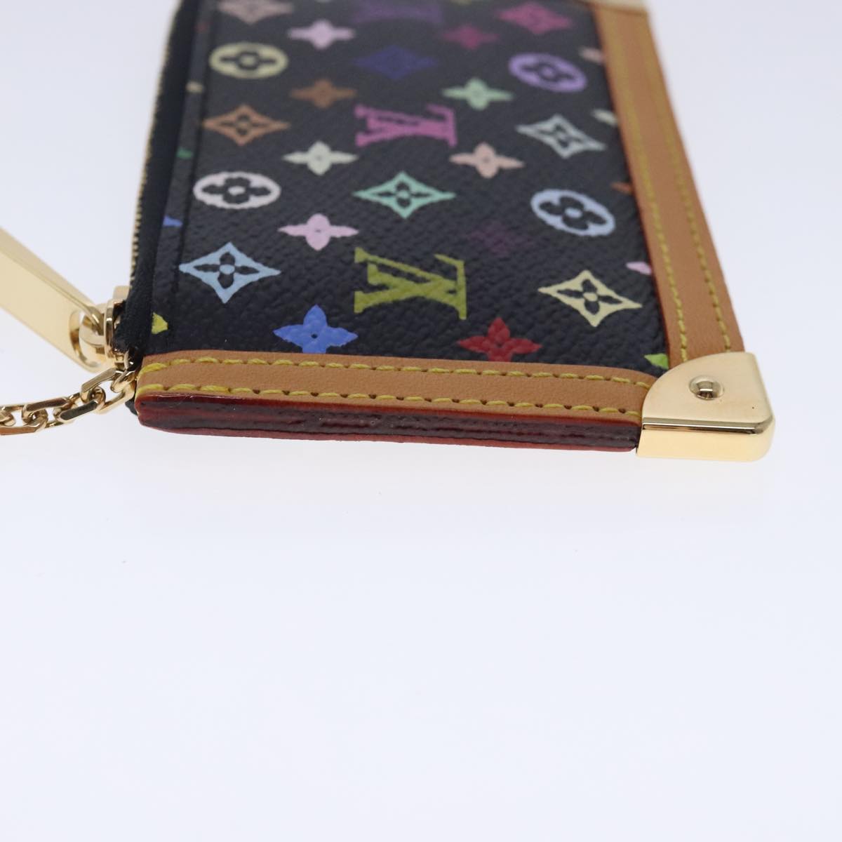 LOUIS VUITTON Monogram Multicolor Pochette Cles Purse Black M92654 Auth 94474A