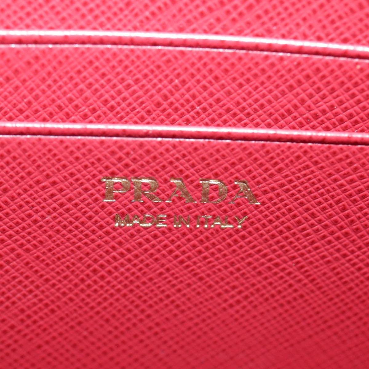 PRADA Chain Shoulder Bag Safiano leather Red Gold Auth 94477