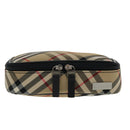 BURBERRY Nova Check Pouch Nylon Beige Silver Auth 94478-13