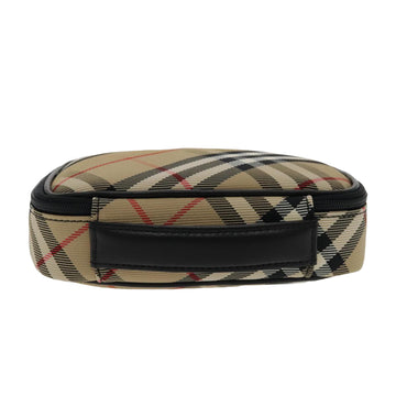 BURBERRY Nova Check Pouch Nylon Beige Silver Auth 94478 - 0