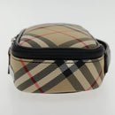 BURBERRY Nova Check Pouch Nylon Beige Silver Auth 94478-3