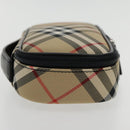 BURBERRY Nova Check Pouch Nylon Beige Silver Auth 94478-4