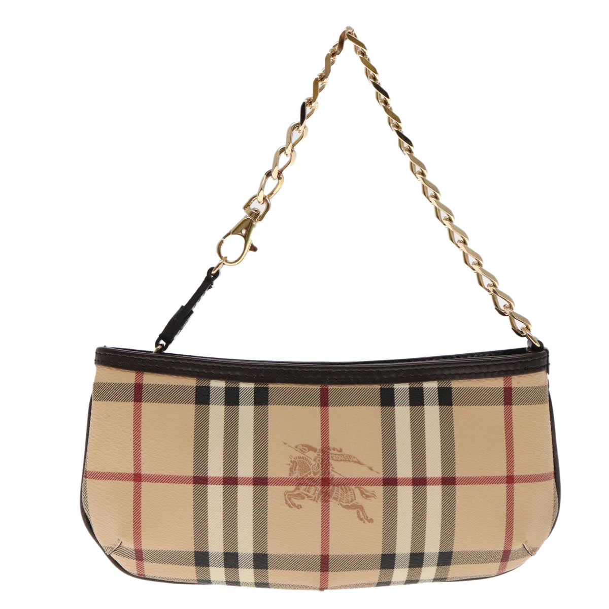 BURBERRY Nova Check Accessory Pouch PVC Beige Gold Auth 94479 - 0