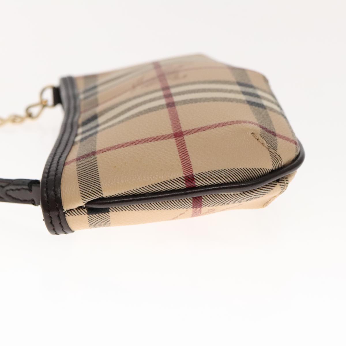 BURBERRY Nova Check Accessory Pouch PVC Beige Gold Auth 94479