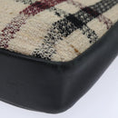 BURBERRY Nova Check Hand Bag Leather Canvas Black Beige Auth 94567-14