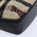 BURBERRY Nova Check Hand Bag Leather Canvas Black Beige Auth 94567-9