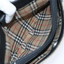 BURBERRY Nova Check Hand Bag Leather Canvas Black Beige Auth 94567-10