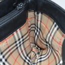 BURBERRY Nova Check Hand Bag Leather Canvas Black Beige Auth 94567-18