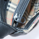 BURBERRY Nova Check Hand Bag Leather Canvas Black Beige Auth 94567-11