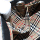 BURBERRY Nova Check Hand Bag Leather Canvas Black Beige Auth 94567-20