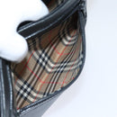 BURBERRY Nova Check Hand Bag Leather Canvas Black Beige Auth 94567-22
