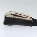BURBERRY Nova Check Hand Bag Leather Canvas Black Beige Auth 94567-3