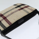 BURBERRY Nova Check Hand Bag Leather Canvas Black Beige Auth 94567-6