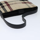 BURBERRY Nova Check Hand Bag Leather Canvas Black Beige Auth 94567-7
