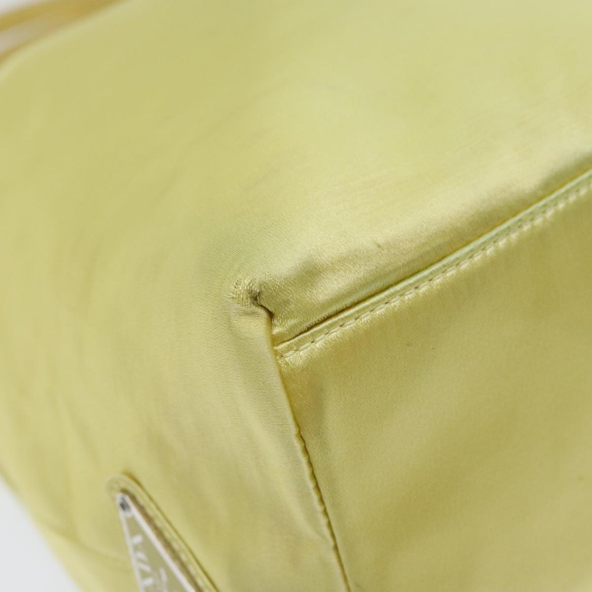 PRADA Hand Bag Satin Yellow Silver Auth 94612