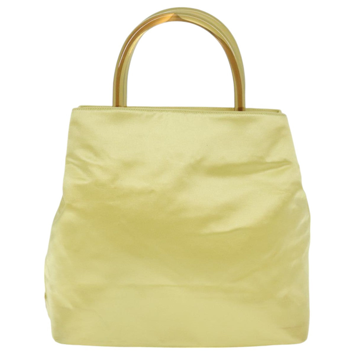 PRADA Hand Bag Satin Yellow Silver Auth 94612