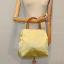 PRADA Hand Bag Satin Yellow Silver Auth 94612-21