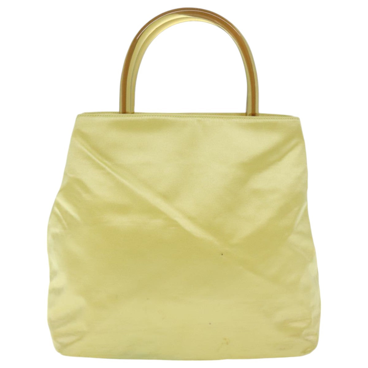 PRADA Hand Bag Satin Yellow Silver Auth 94612 - 0