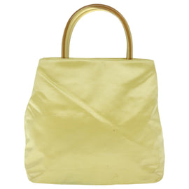 PRADA Hand Bag Satin Yellow Silver Auth 94612 - 0