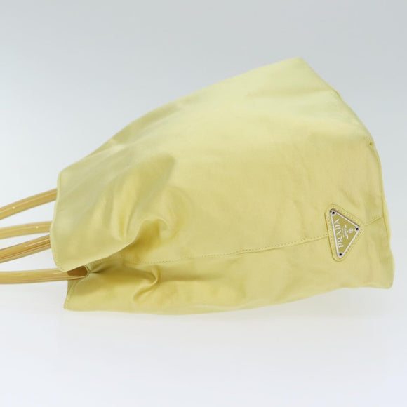 PRADA Hand Bag Satin Yellow Silver Auth 94612