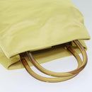 PRADA Hand Bag Satin Yellow Silver Auth 94612-6